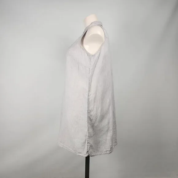 Tahari Grey Linen Sleeveless Collared Dress Dress Size 2X - Picture 6 of 9